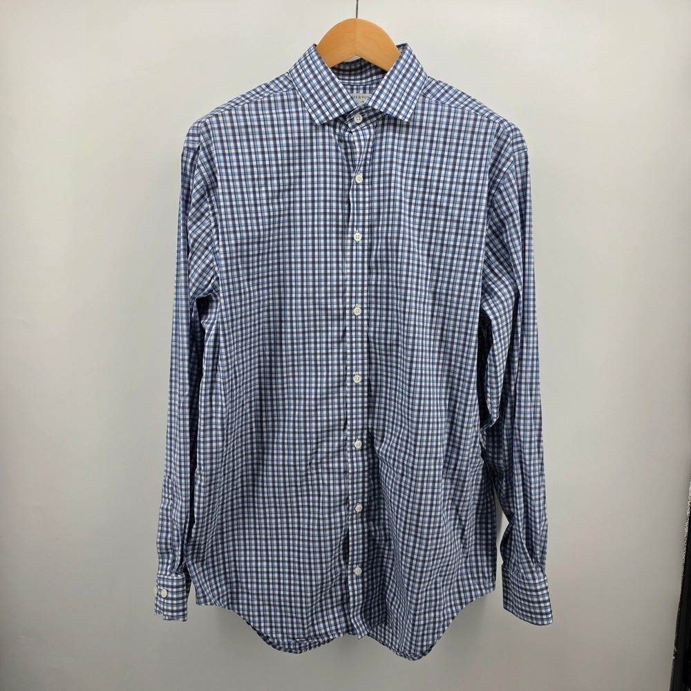 Holderness & Bourne Flynn Shirt XL Blue Gingham Bedford Long Sleeve Performance
